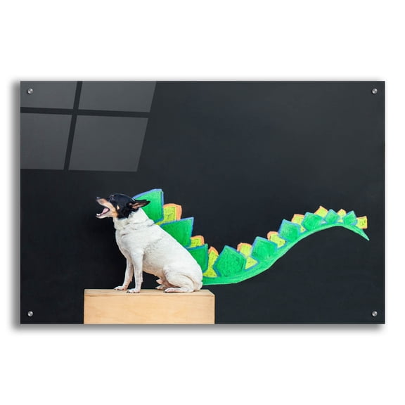 Epic Art ' Dino Dog' by Susan Sabo, Acrylic Glass Wall Art, 36"x24"