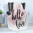 thumbnail image 4 of Hello Soft Flannel Fleece Blanket, Hello Love Hand Lettering Print on Pink Hearts Inspirational Words Minimal Design, Cozy Plush for Indoor and Outdoor Use, 70" x 90", Black and Rose, by Ambesonne, 4 of 5