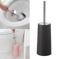 thumbnail image 3 of Cepillo y soporte para inodoro, cepillo para inodoro con mango largo de acero inoxidable 304, cepillo para inodoro para baño, inodoro, ergonómico, ele Negro Macarena cepillo de baño, 3 of 8
