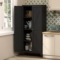 thumbnail image 4 of 65" Kitchen Pantry Storage Cabinets with 2 Doors and 3 Adjustable Shelves, Black Pantry Cabinet, Tall Metal Food Storage Cupboard for Kitchen, Dining Room, 4 of 7