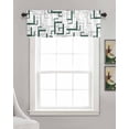 thumbnail image 3 of Geometric Green Linen Curtain Valance for Bedroom/Bathroom/Kitchen/Office/Living/Dining Room Window,Contemporary White Grey Abstract Rod Pocket Topper Decorative Cafe Drapes Panel 42"x12", 3 of 6