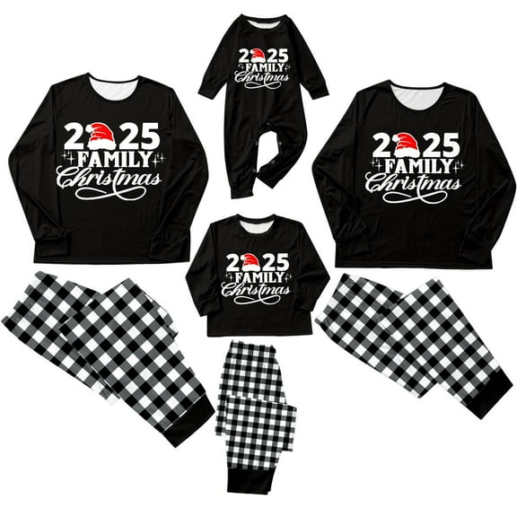 KHONTS Family Matching Pajamas Sets for Christmas Plain Printed Festive Holiday Loungewear 2 Piece Long Sleeve and Pants Men XL