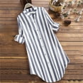 thumbnail image 4 of Enjoytime Button Down Shirts for Women Long Sleeve Striped Long Dress Shirt Collared Office Work Blouses Tops Plus Size Spring Clothes, 4 of 5