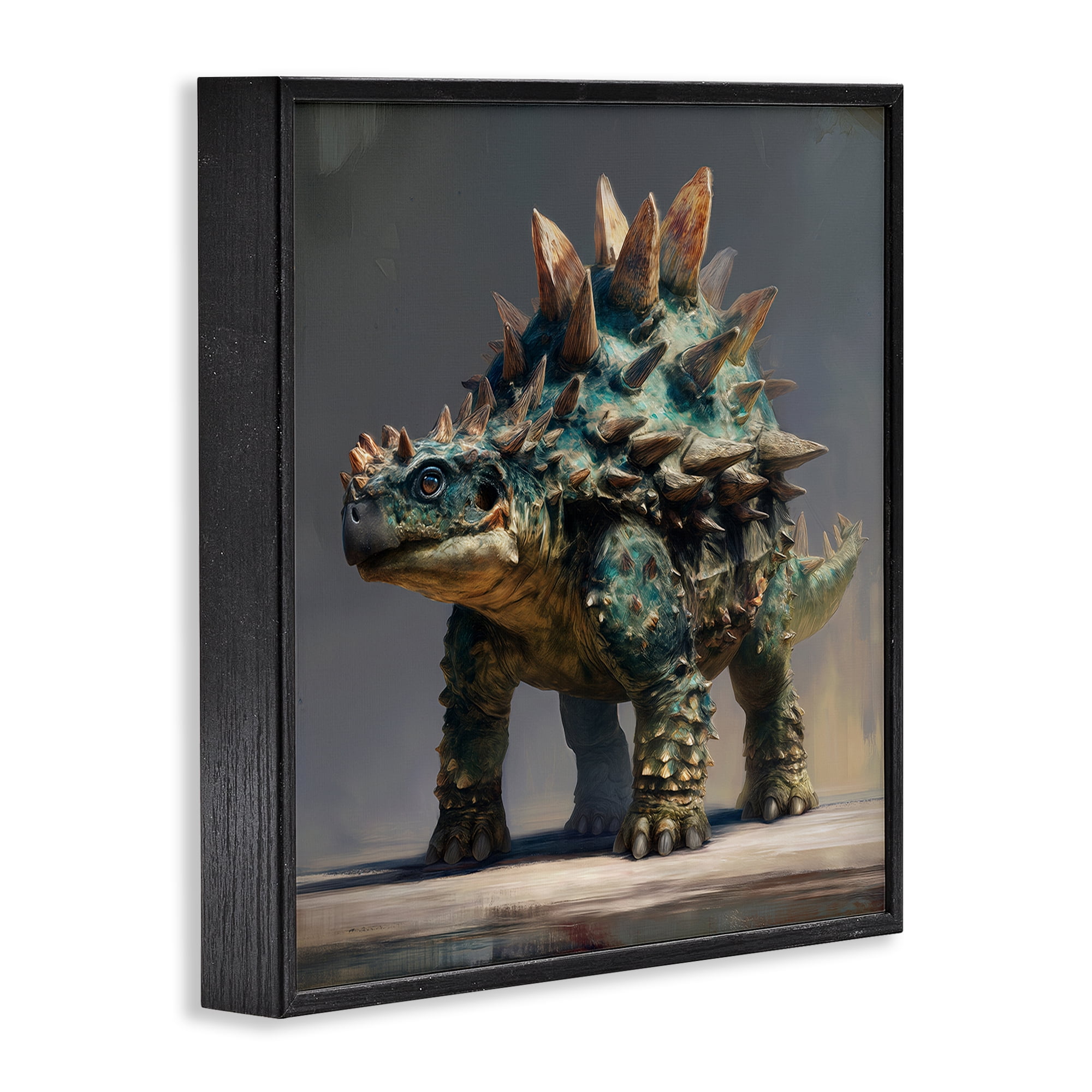 Stupell Industries Prehistoric Ankylosaurus Portrait Black Framed Giclee Art, design by Wumples