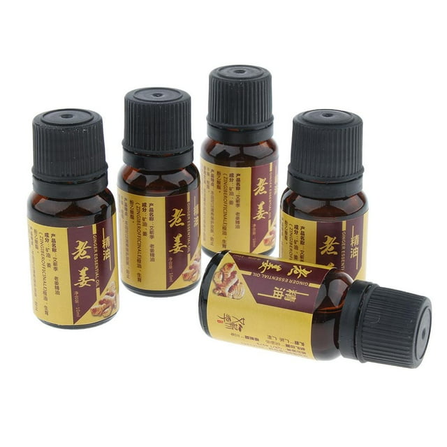5 Botellas 10 Ml de Aceites Esenciales de Masaje Orgánico Natural Jengibre