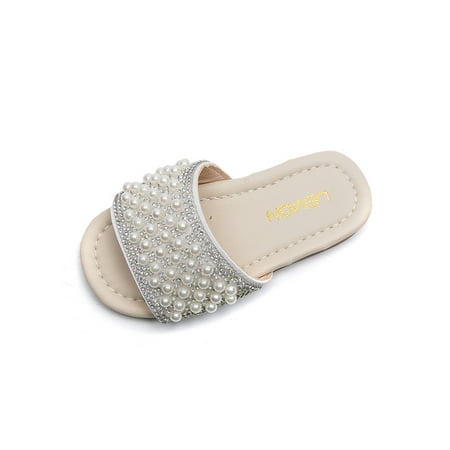

Daeful Girls Comfort Durable Slip On Summer Beach Shoes Outdoor Lightweight Open Toe Slide Sandals Non-Slip Water