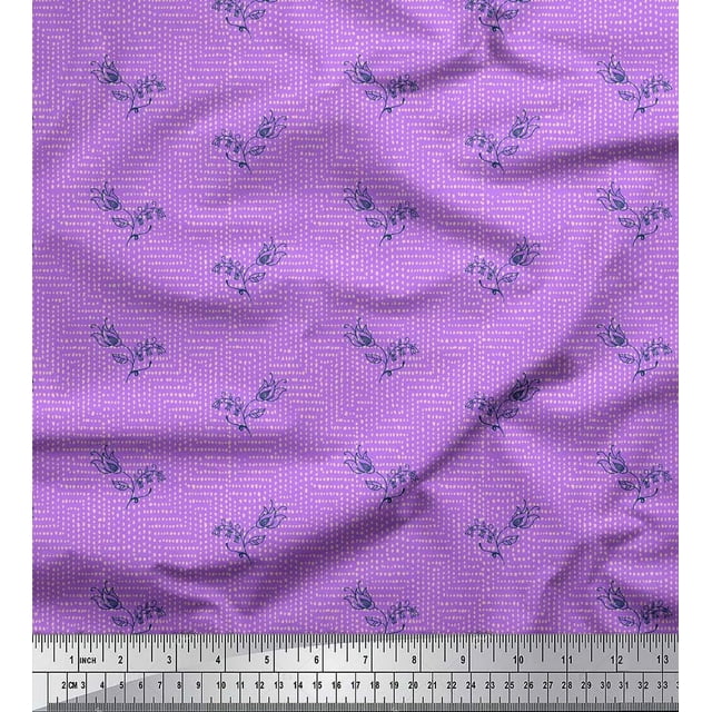 Soimoi Violet Poly Georgette Tissu Artistique Bourgeon Imprimé Floral par Yard 52 Pouces de Large