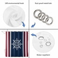 thumbnail image 5 of Navy Blue Red Stripe Bathroom Shower Curtains with 12 Hooks Polyester Waterproof Shower Curtain for Stalls and Bathtubs Coastal Nautical Rudder Farmhouse Decorative Bathroom Curtain 66x72 Inches, 5 of 9