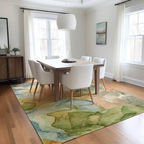 Addison Rugs Chantille Indoor/Outdoor Transitional Watercolors Blue Washable Rectangle Rug, 9' x 12'