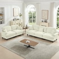 thumbnail image 3 of 2 Pcs Sectional Sofas Set, 3-Seater + Loveseat with Removable Ruffles Pleats Skirts and Wooden Legs, Chenille Cloud Couch Set for Living Room, Beige, 3 of 7