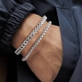 thumbnail image 5 of 2Pcs Silver Cross Pearl Bracelets for Men, Sturdy Non Tarnish Stainless Steel, Adjustable Snake Box Figaro Rope Cuban Link Bracelet Set, Gifts for Men Dad, 5 of 6