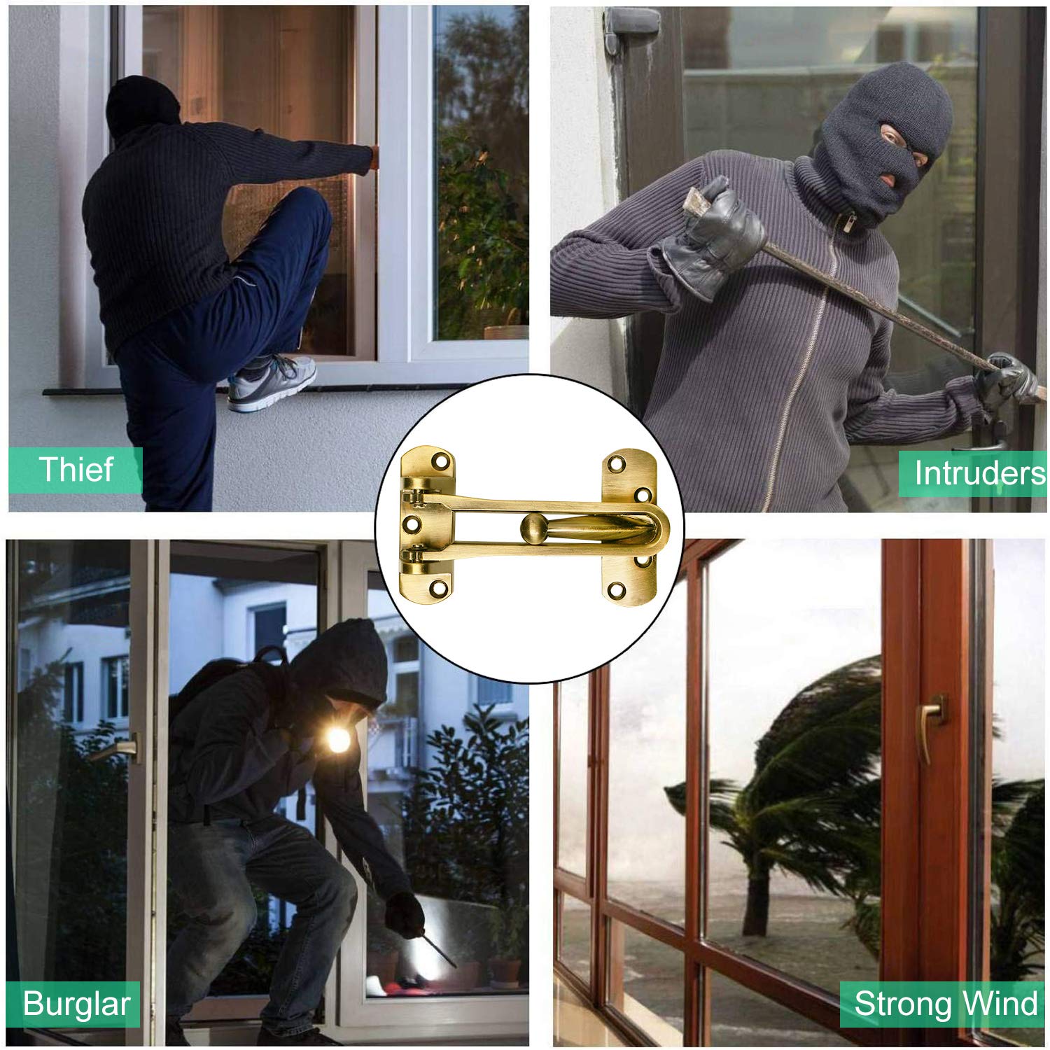 Swing Bar Door Lock Latch for Home Security, Door Latch Guard Clasp for Kids, Apartment Hotel Door Latches, Thicken Solid Zinc Alloy Hotel Reinforcement Door Latch for Swing-in Doors