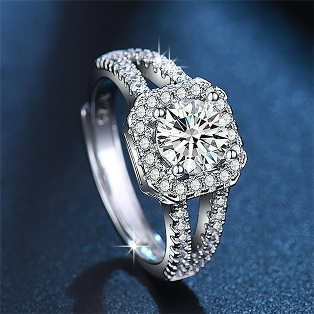 Fiudx Joyería de Circonita Cúbica, Impresionante Anillo de Compromiso, Elegante Accesorio de Boda, Regalo de Compromiso Único, Ideal para Celebraciones de Propuesta de Matrimonio, Aniversarios o Ropa