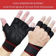 thumbnail image 3 of Guantes acolchados de cuero para entrenamiento de gimnasio con medio dedo y muñequera, heilwiy Extra, 3 of 5
