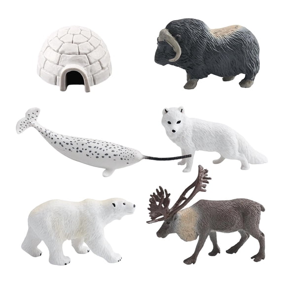 6 Pieces Animal Figurines Arctic Model PVC Material Ideal for Kids Educational Party Decorations