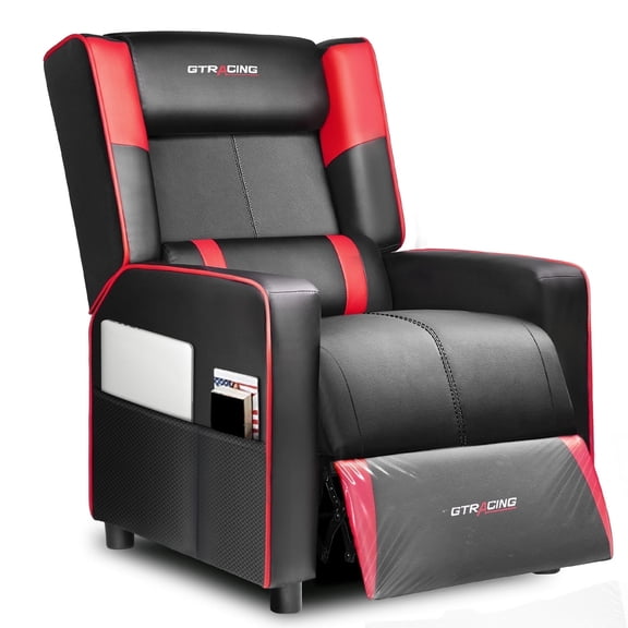 GTRCAING Gaming Recliner Chair PU Leather Living Room Sofa Single Home Theater Seating, Red