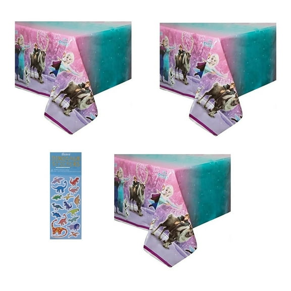 Disney Frozen Birthday Party Supplies Bundle includes Plastic Table Covers -3 Count