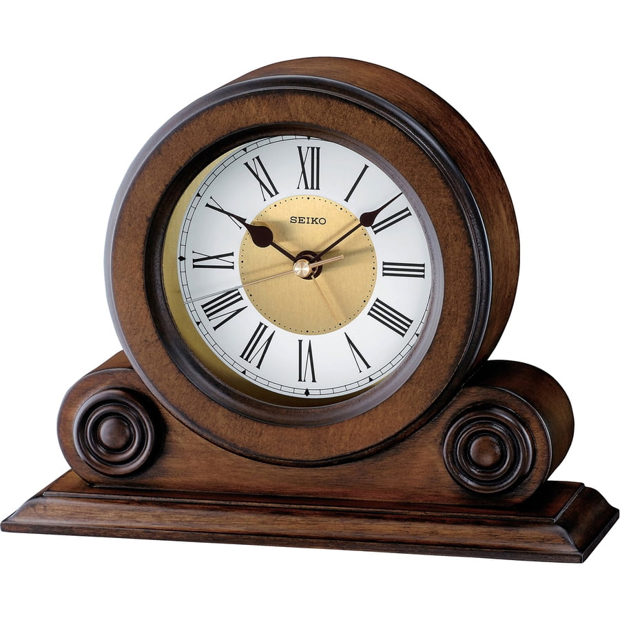 Seiko Sora Scroll Wooden Alarm Clock, Quartz, Analog, QXE029BLH
