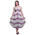 thumbnail image 1 of Bimba Robe Imprimée Florale Teinture sur Nœuds pour Femmes Bretelles Spaghetti Col en V Midi Tenue de Plage-TTTG, 1 of 1