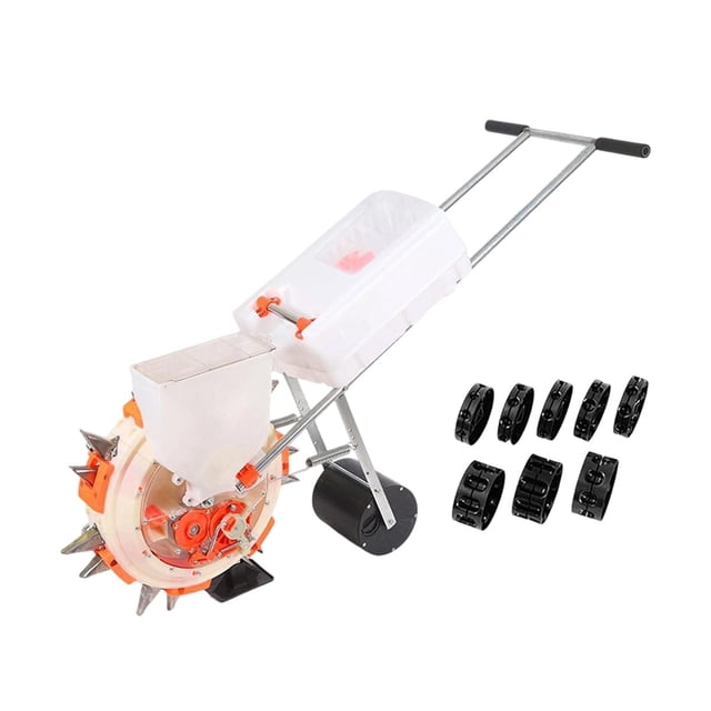 harayaa Hand Push Garden Seeder Fertilizer Planter Simultaneous Sowing and Fertilization 7 Nozzles
