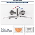 thumbnail image 4 of Wall-Mounted Kitchen Faucet - Stainless Steel Kitchen Wall-Mounted Faucet - Wall-Mounted Faucet with Swivel Spout - Ceramic Cartridge - Water-Saving - Silver, 4 of 6