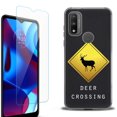 thumbnail image 1 of Slim-Fit Protective Phone Case (Black) compatible with Motorola Moto G Pure 5G, with Tempered Glass Screen Protector, by OneToughShield ® - Road Sign Deer, 1 of 3