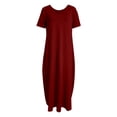 thumbnail image 4 of Women Plus Size Casual V Neck Long Dress Summer Loose Fit Maxi T Shirt Style with Pockets Comfortable Flowy Womens Casual Trendy Midi Dresses, 4 of 5