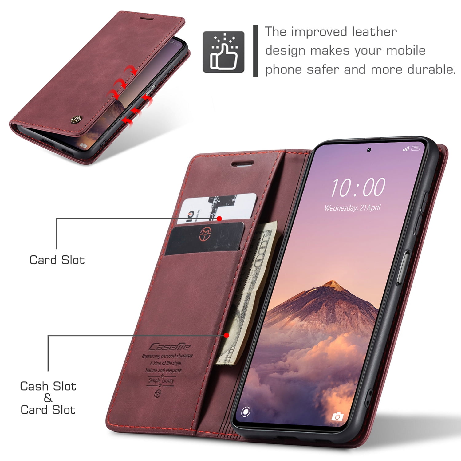 ETFAST Leather Wallet With Card Holder Zipper Phone Case For Xiaomi Poco X5 Pro High Quality Leather Phone Case