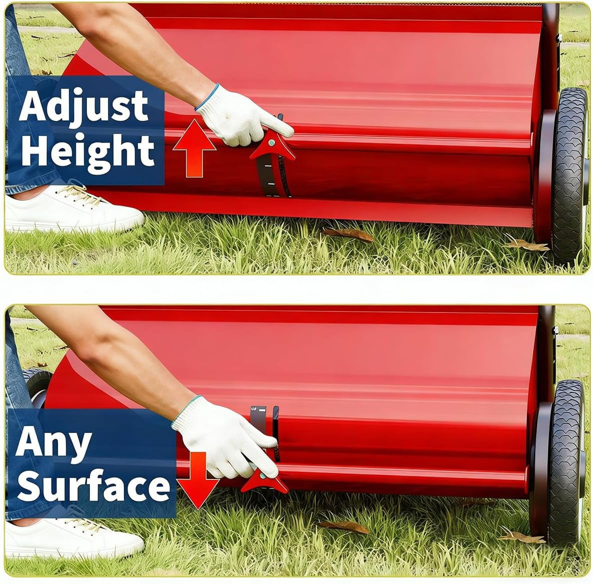 26 in Heavy Duty Push Lawn Sweeper with 4 Fast Spinning Brushes - Lawn Sweeper for Leaf and Grass Collector, Yard Cleanup - Leaf Picker Upper Machine r