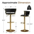 thumbnail image 4 of Velvet Swivel Bar Stools Set of 4, Adjustable Height Barstools with Woven Back and Footrest for Kitchen Island, Dining Room, Black, 4 of 10