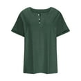 thumbnail image 3 of cfhntfmh Plus Size Tops for Women Lounge Round Neck Buttons Loose T-Shirts Oversized Short Sleeve Summer Comfy Blouses, 3 of 6