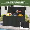 thumbnail image 5 of Uforic 72 Gallon Outdoor Resin Storage Box with Wheels, Patio Deck Box for Indoor & Outdoor Use, Ideal for Throw Pillows, Sports Gear & Yard Supplies, Black, 5 of 9
