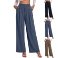 thumbnail image 2 of Women's Straight Leg Pleated Dress Pants, High Waisted Versatile Loose Elegant Business Casual Trousers with Pockets, 2 of 6