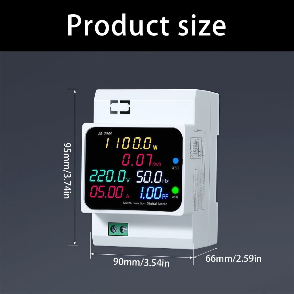 DIN Rails Energy Meter Monitors Multimeter 40-300/250-450V 100A Voltages Current Voltmeter Ammeter Watt