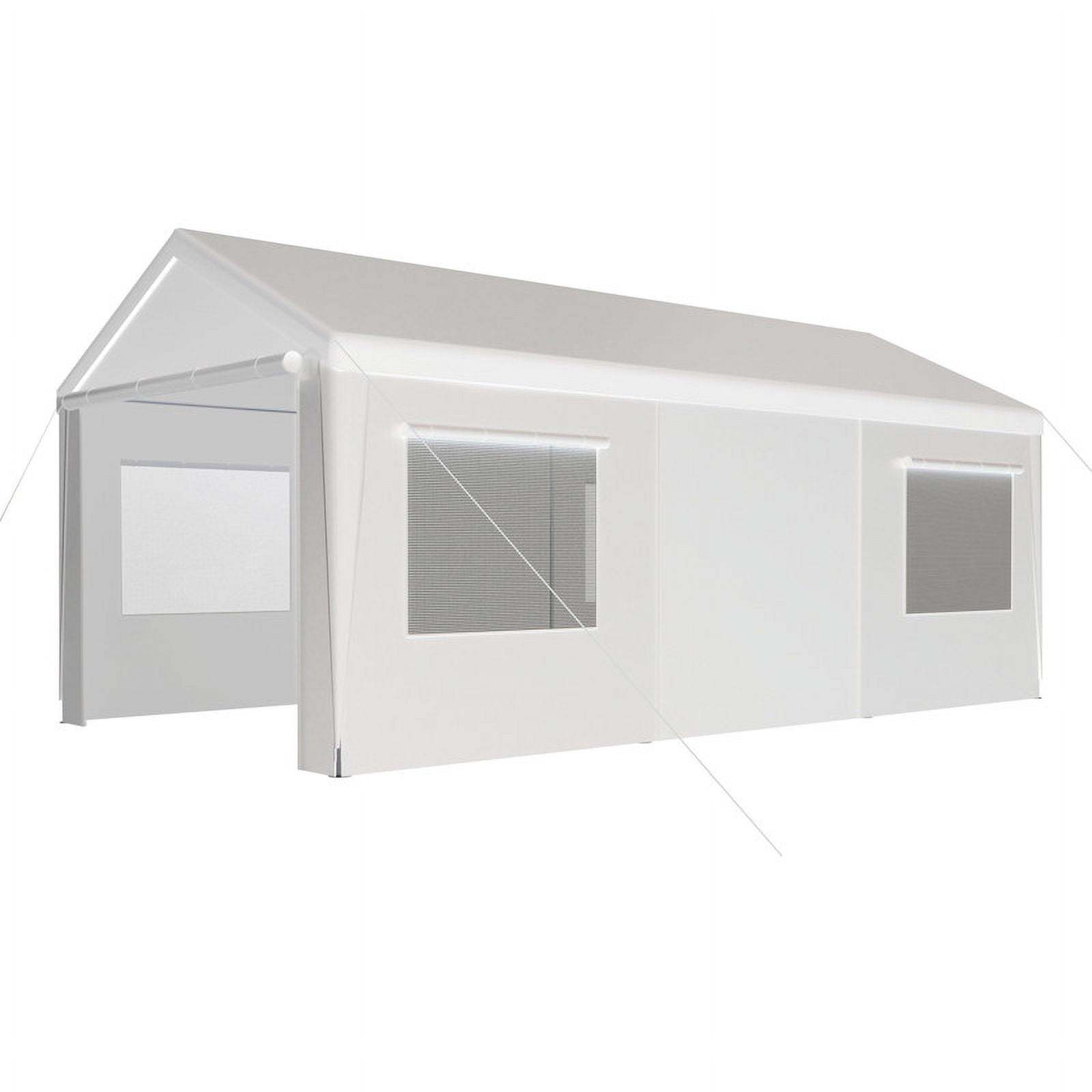 GAZEBETER Carports 13x20 ft Heavy Duty,Portable Carport Garage with Removable Sidewalls and Door,Outdoor Canopy Carport,White