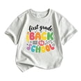 thumbnail image 2 of School Uniform Tshirts Kids First Day First Grade T Shirt Short Sleeve Girls Top Girls Tshirts Light Gray 4-5 Years, 2 of 3
