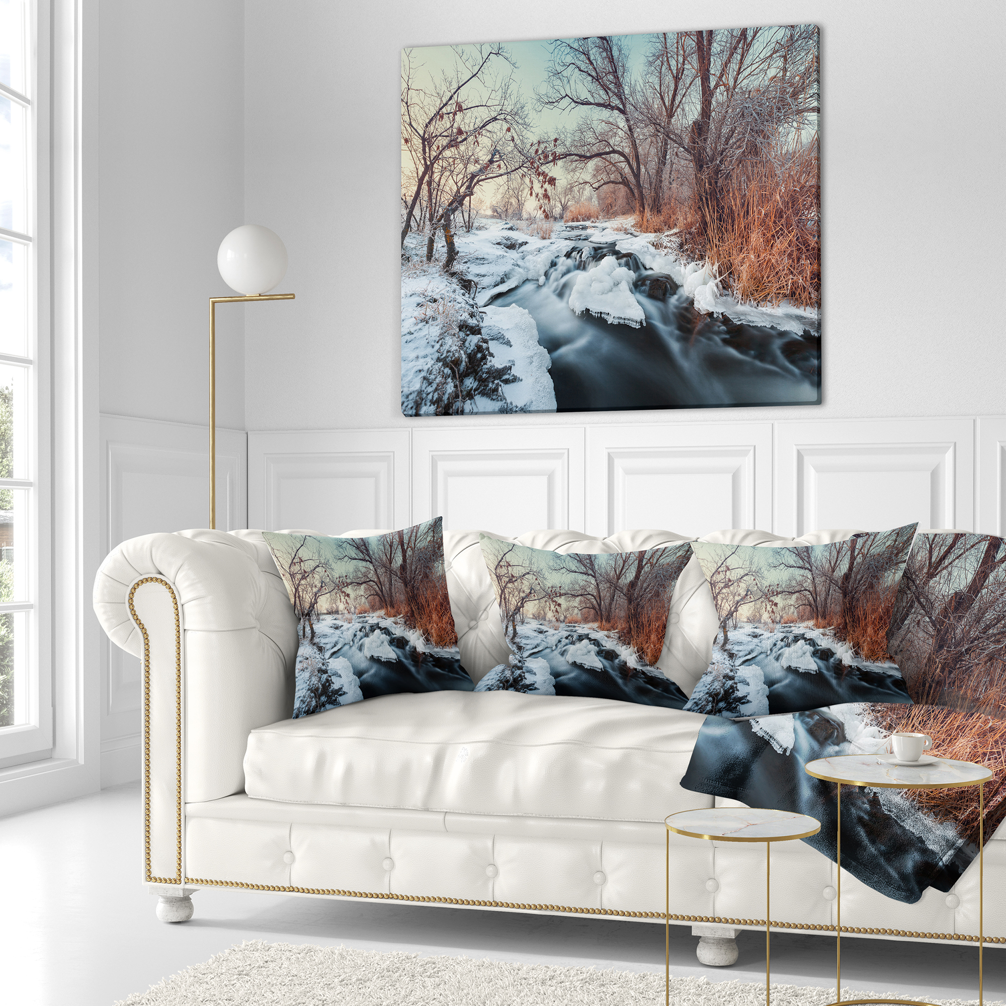 Designart Ukraine Winter Forest - Landscape Photography Throw Pillow - 16x16