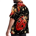 thumbnail image 3 of Seven Starred Ladybird Men's Short Sleeve Poplin Shirt, Button Down Casual Summer Beach Printed Unisex Shirt, 3 of 6