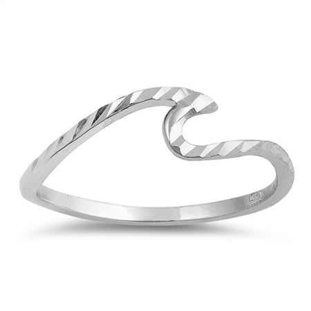 Wave Swirl Ocean Sea Thin Ring New .925 Sterling Silver Thumb Band Size