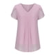 thumbnail image 4 of Fiudx Ofertas y Liquidaciones Camiseta de Manga Corta con Cuello En V Informal de Color Sólido de Gasa a La Moda para Mujer, 4 of 5