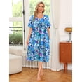 thumbnail image 3 of Ekouaer 2 Pack House Dresses for Women with Pockets Short Sleeve Moo Moos Floral Print Mumu Dresses, 3 of 7