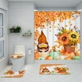 thumbnail image 7 of Autumn Pumpkin Leaves 4PC Shower Curtain Set with Rugs Fall Sunflower Tree Bathroom Curtains Shower with Non-Slip Rug Toilet Lid Cover Bath Mat and 12 Hooks 72x72 inches, 7 of 7
