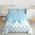 thumbnail image 2 of jejeloiu Blue Loves Bow Full Size Comforter Sets,Pink Cute Bowtie Bedding Sets For Girls Teens Reversible 3-Piece, 2 of 8