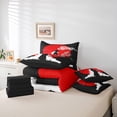 thumbnail image 6 of Homewish Japanese Ukiyo-E 7-Piece Bedding Comforter Set,Red Moon Architecture Silhouette King Bedding Sets,Japan Theme Bed Sheets For Boys Kids,Luxury Bedroom Decor Reversible, 6 of 8