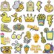thumbnail image 1 of BRI Juego de parches de tela bordados amarillos 24 piezas diseño de conejo y zanahoria de dibujos animados, 1 of 5