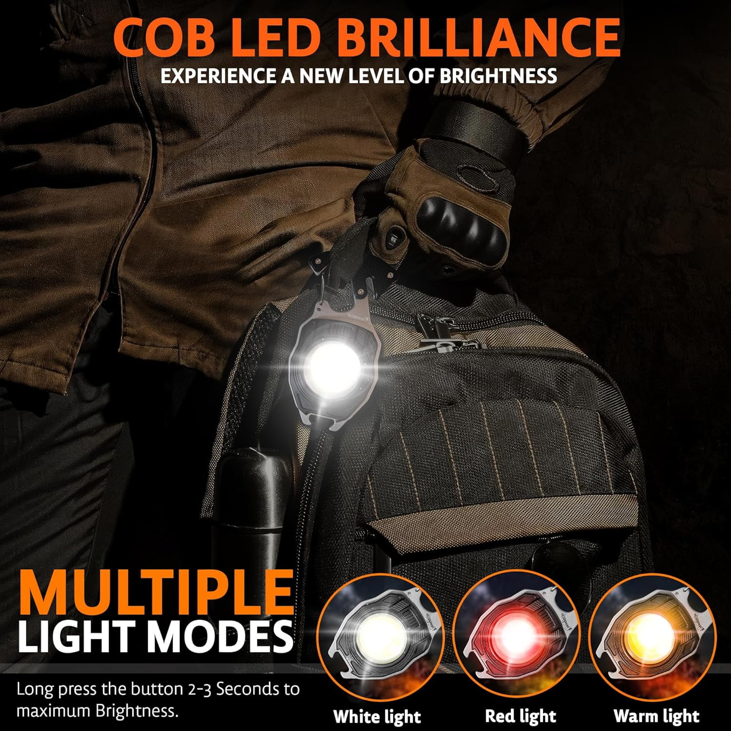 Survival Tool Fire Starter Emergency Light Carabiner Flashlight Multi Tool Screwdriver Whistle Bottle Opener Hiking Outdoor Father’s Day Gift For Dad Hunting Pocket Multi Use Stocking Stuffer