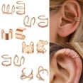 thumbnail image 2 of Juego de clip para hueso de oreja, pendientes de metal a la moda sin perforación de oreja, pendientes de personalidad simples geométricos para mujer, 2 of 6