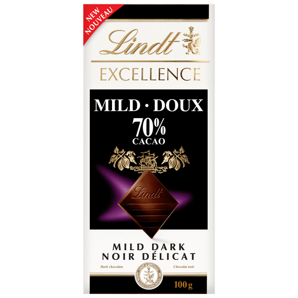 Barre de chocolat noir à 70 % de cacao EXCELLENCE de Lindt, 100g 100 g