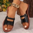 thumbnail image 5 of HomeDM Women's Flat Sandals Summer Comfortable Open Toe Slip On Beach Sandals Casual Travel Slide Sandals, Black Size 5.5, 5 of 9