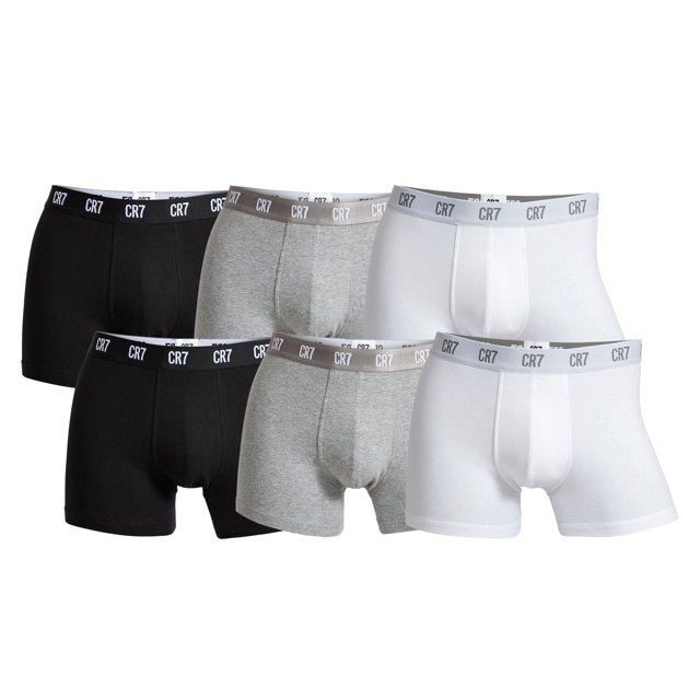 CR7 Hombre Calzoncillos, Paquete de 6 - Trunks, Algodón Orgánico elástico Negro/Gris/Blanco XL (X-Large)